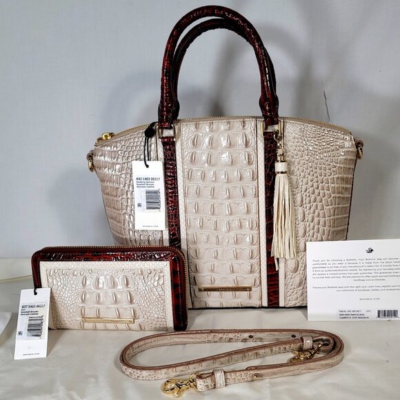 2 NWT BRAHMIN SEASHELL BRANDO MEDIUM DUXBURY PURSE/SHOULDER BAG/NWT SURI WALLET - Picture 1 of 14